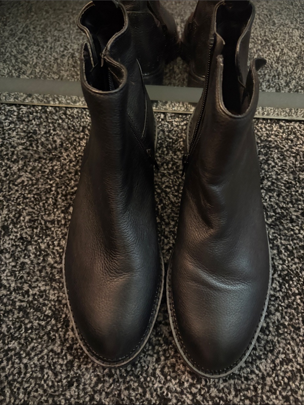 Nordstrom Black Leather Women's Zip Ankle Combat Boots
